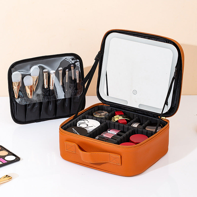 LED Lighted Makeup Cosmetic Bag with Mirror