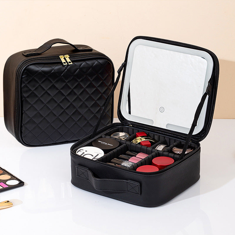 LED Lighted Makeup Cosmetic Bag with Mirror