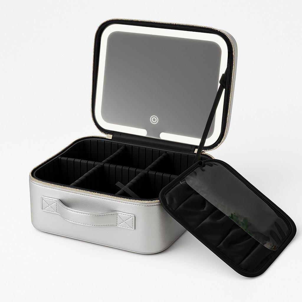 LED Lighted Makeup Cosmetic Bag with Mirror