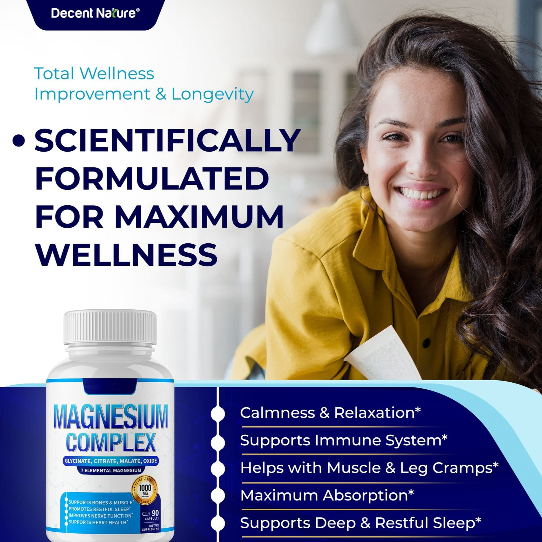 Magnesium Complex 1000mg Dietary Supplement Capsules