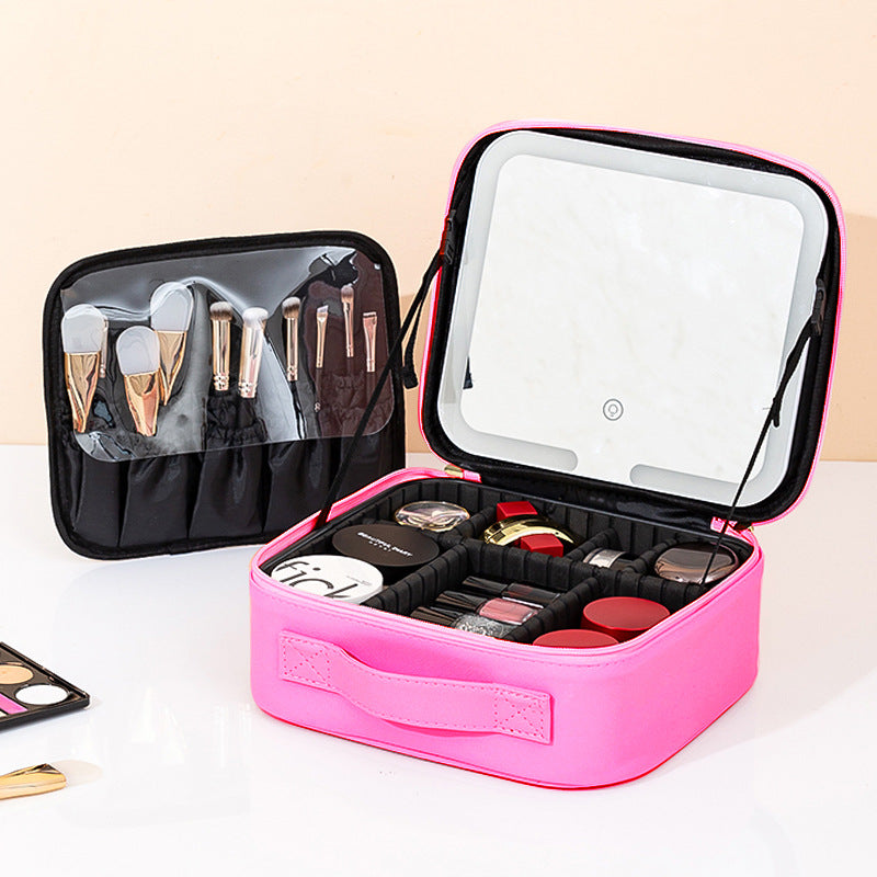 LED Lighted Makeup Cosmetic Bag with Mirror