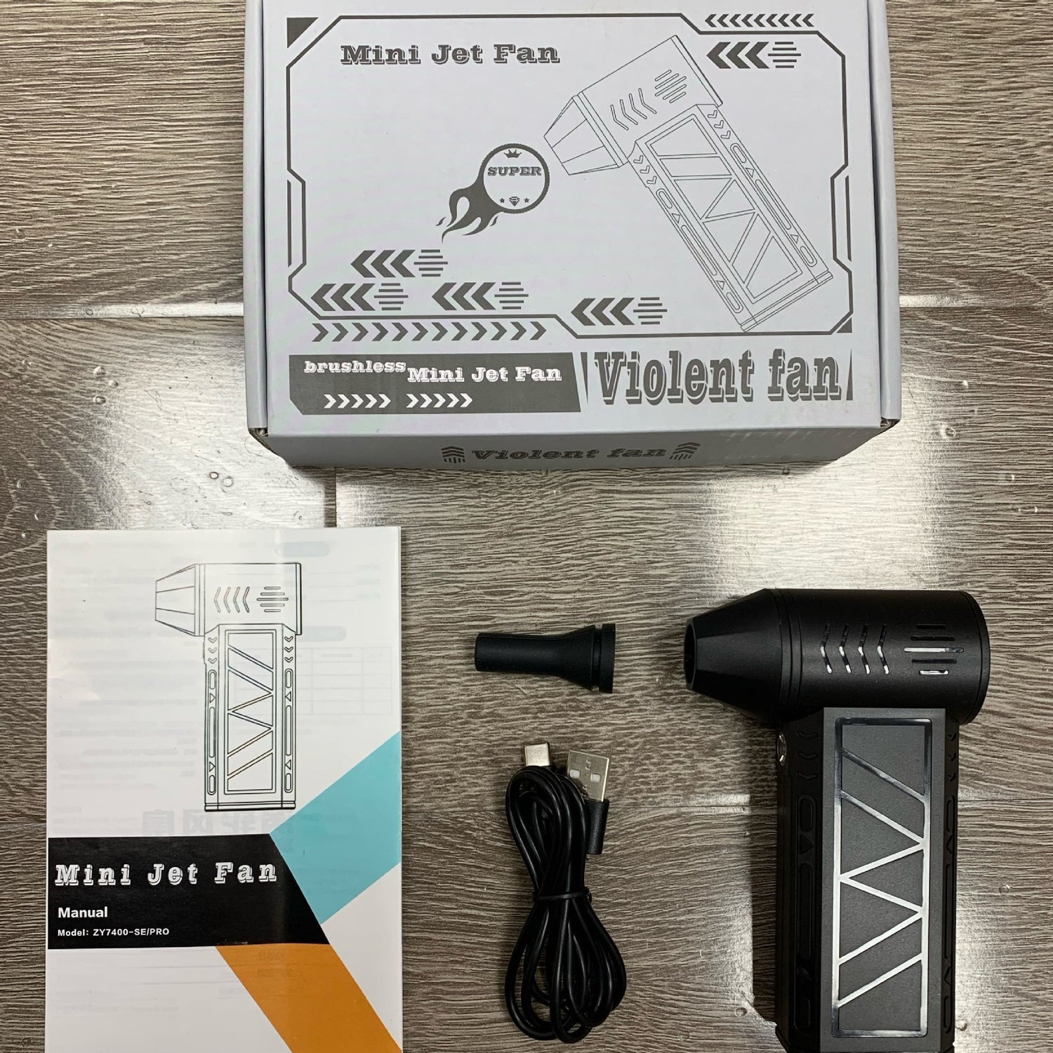 Portable Turbo Fan with LED Light and Vacuum Function