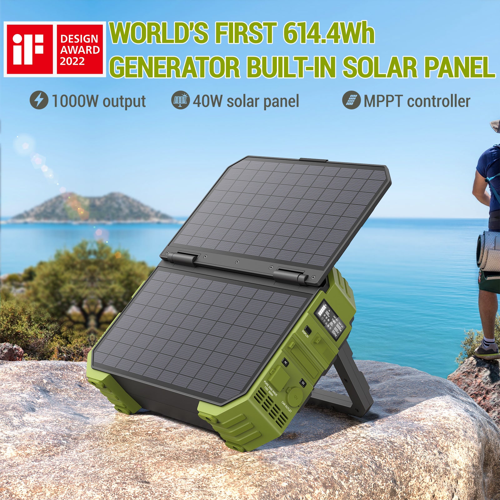Portable 1000W Solar Power Supply with Multiple Outputs