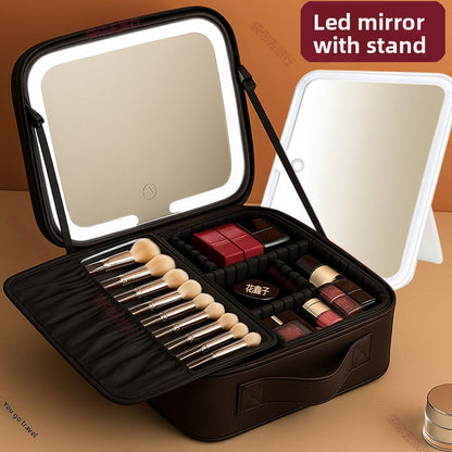 LED Lighted Makeup Cosmetic Bag with Mirror