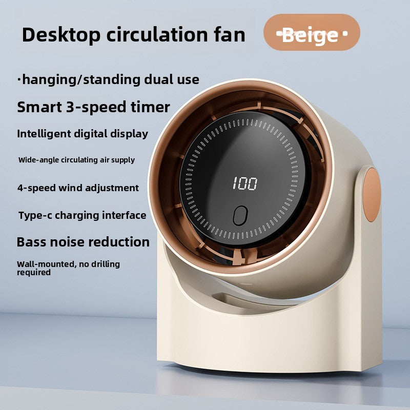Bladeless Desktop Fan with Digital Display USB Charging