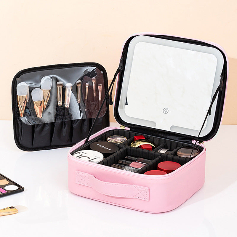 LED Lighted Makeup Cosmetic Bag with Mirror