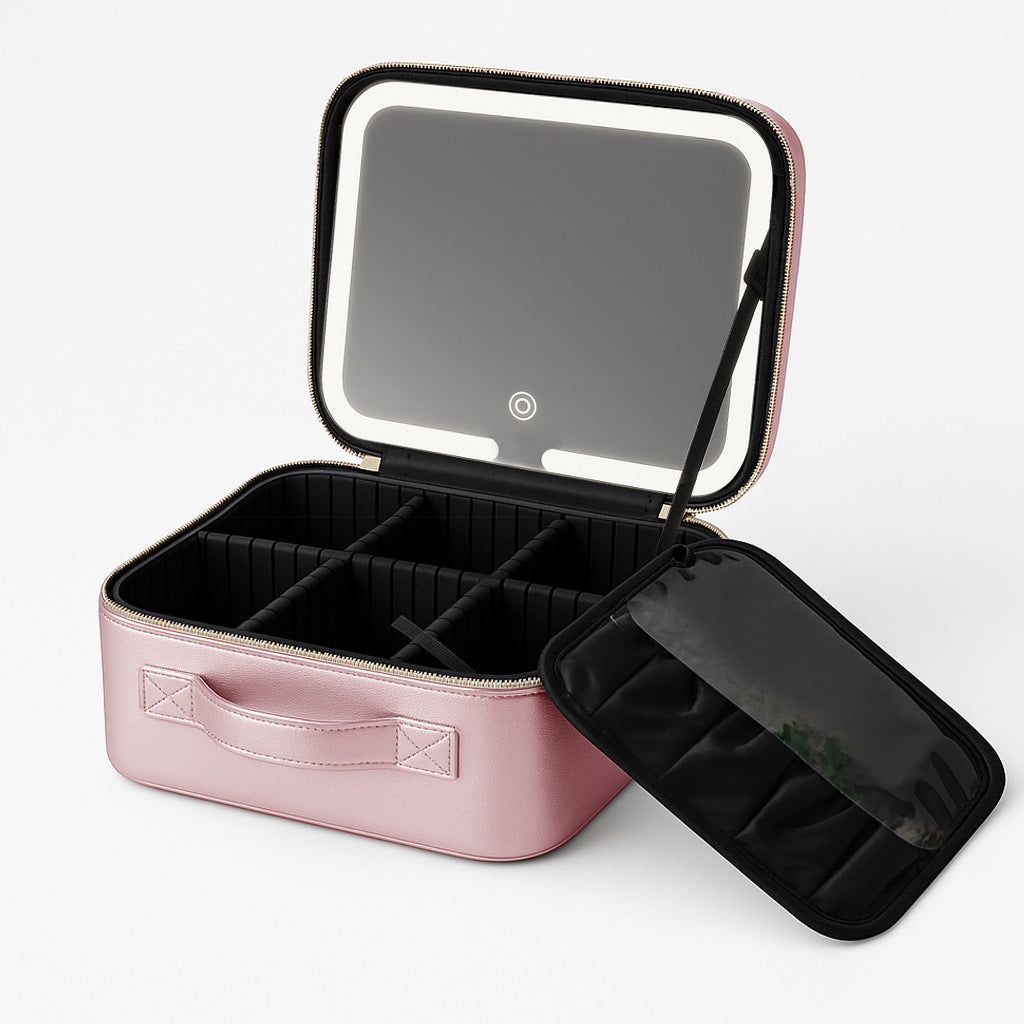 LED Lighted Makeup Cosmetic Bag with Mirror