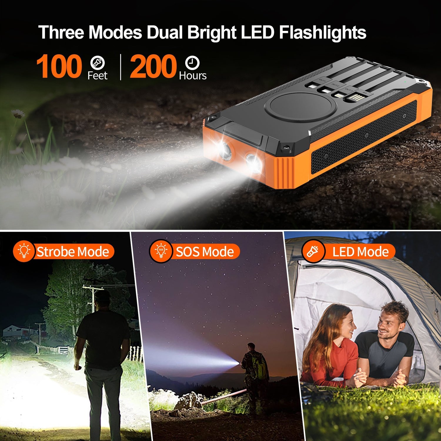 Solar Power Bank with Camping Light