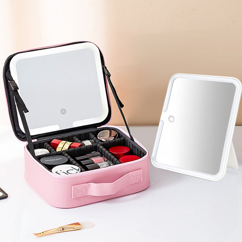 LED Lighted Makeup Cosmetic Bag with Mirror