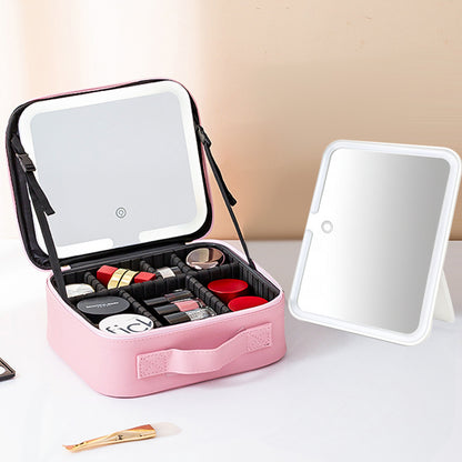 LED Lighted Makeup Cosmetic Bag with Mirror