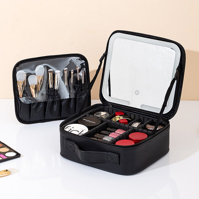 LED Lighted Makeup Cosmetic Bag with Mirror