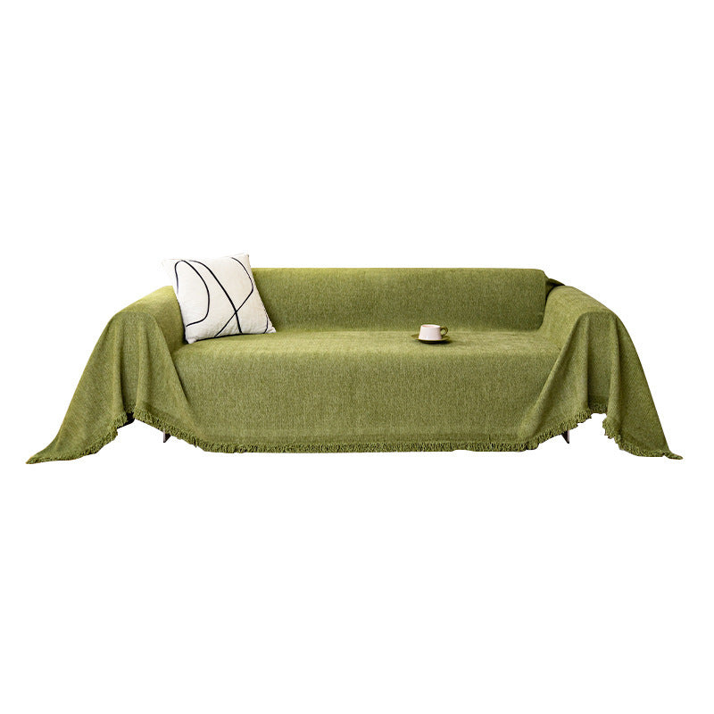 Ins Style Chenille Sofa Towel Herringbone Pattern Pure Color Sofa Cushion Skin-Friendly Anti-Wrinkle Multi-Purpose Machine Washable Sofa Cover Cloth