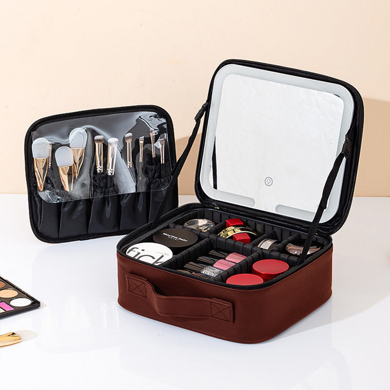 LED Lighted Makeup Cosmetic Bag with Mirror