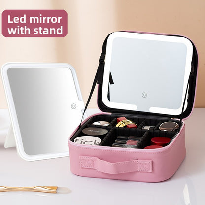LED Lighted Makeup Cosmetic Bag with Mirror